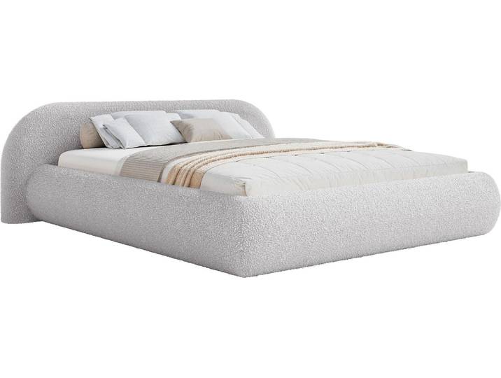Selsey Shels Low – Lit rembourré 180x200\, bouclé\, gris clair