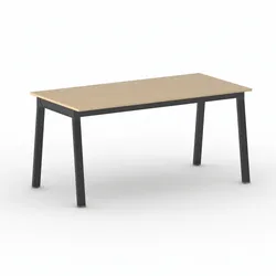 Bürotisch PRIMO BASIC, 160x80 cm, schwarzes Metallgestell, Buche