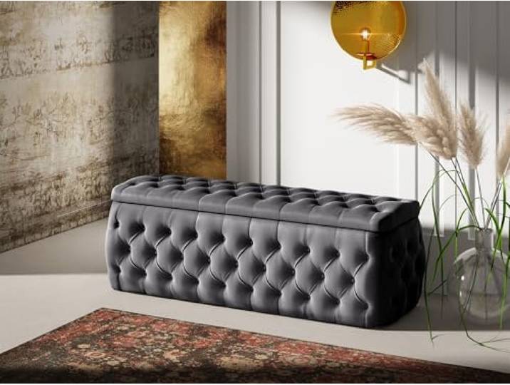 Fun Möbel Polsterhocker mit Stauraum Ernesto (Anthrazit, 140x50x45)