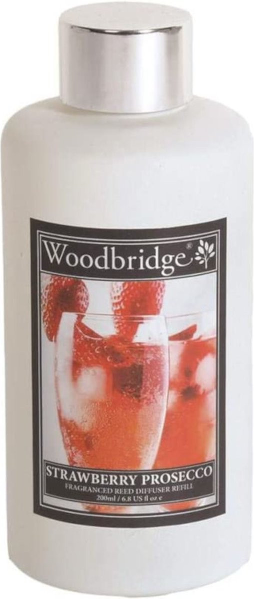 Navulling Geurstokjes Woodbridge Strawberry Prosecco Geurverspreider Diffuser Refill 200ml