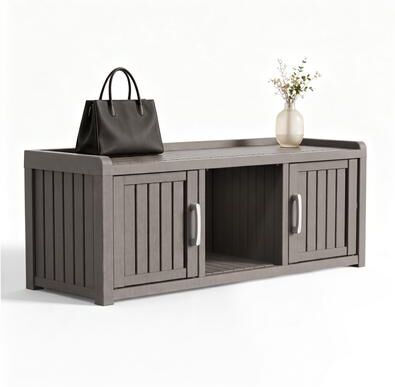 "47"" Shoe Storage Cabinet, Waterproof Durable Resin Shoe Closet for Indoor Outdoor, 2 Doors"