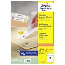 Avery-Zweckform L4744REV-25 Universal-Etiketten 96 x 50.8 mm Papier Weiß 300 St. Wiederablösbar Tintenstrahldrucker, Laserdrucker, Farblaserdrucker, Kopierer,