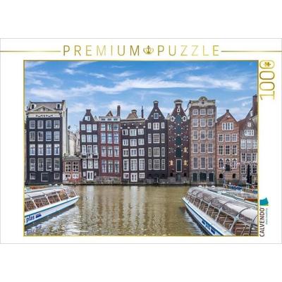 CALVENDO Puzzle Damrak mit tanzenden Häusern in Amsterdam | 1000 Teile Lege-Größe 64 × 48 cm Foto-Puzzle für glückliche Stunden