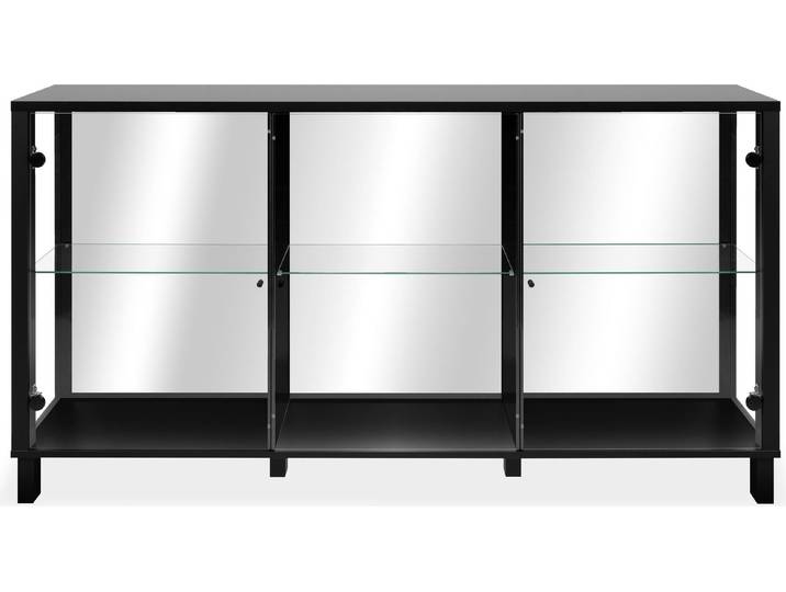 CALICOSY - Buffet 3 portes vitrées et 3 étagères en verre L160cm - ALBI