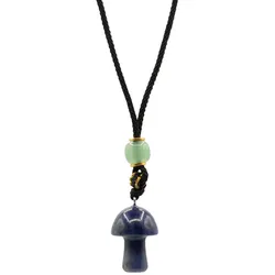 Cord Necklace Gemstone Pendant - Sodalite Mushroom