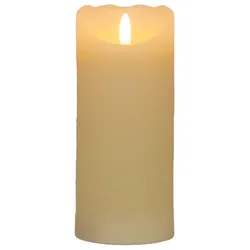 LED Echtwachskerze Elfenbein 6 Stunden Timerfunktion H 10 cm unbewegliche Flamme