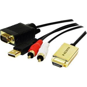 LogiLink VGA-Adapter CV0052A HDMI VGA Wandler, HDMI Stecker auf VGA + USB + Stereo-Cinch Stecker
