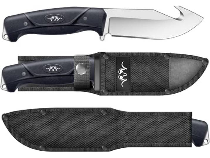 Blaser Skinner Professional 110 – robustes Drop-Point-Jagdmesser mit Aufreißhaken, Full-Tang D2-Stahl, feuchtigkeitsresistentem Kunststoffgriff & Nylon-Scheide