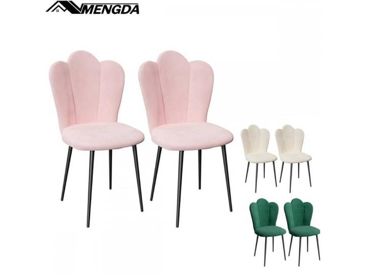 Lot de 2 Chaises Salle à Manger -MENGDA-Chaise Scandinave -Chaises de Salle à Manger en Velours-Pieds en Métal-Rose