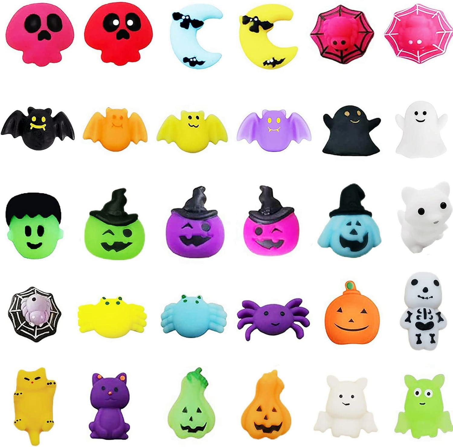 oCreon Halloween Mochi Squishy Toys Set - 30 stuks Mini Kawaii Zacht Siliconen Anti-stress Speelgoed