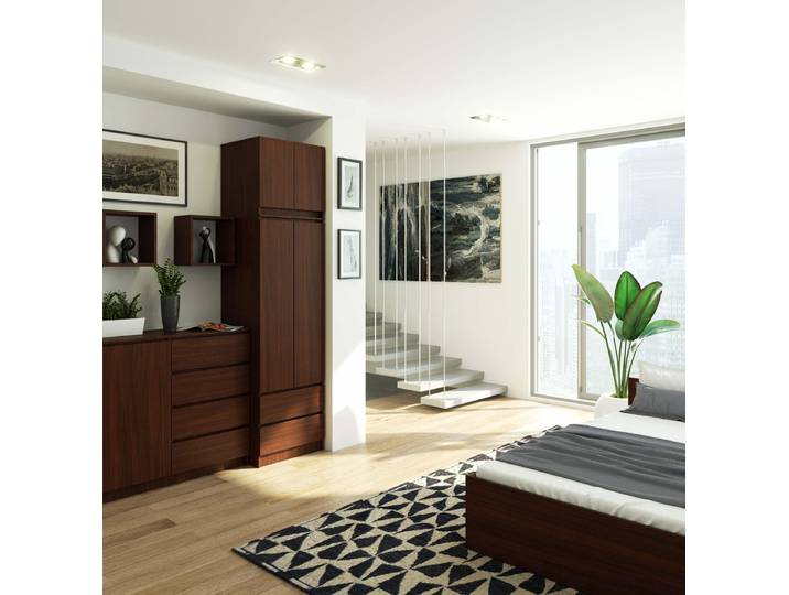 Funktionaler Kleiderschrank S60 mit Aufsatz und 2 Schubladen