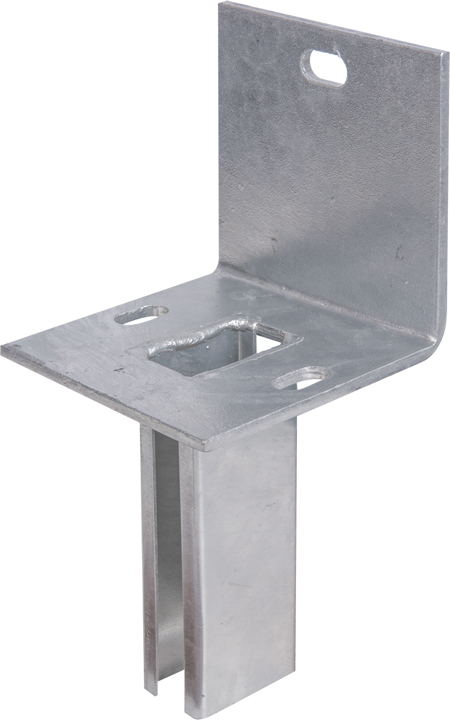 Pfostenträger ALBERTS, silber (silberfarben), B:12cm, Stahl, Bodenanker, für Zaunpfosten 60x40 mm auf L-Randsteinen, Platte 120x120 mm