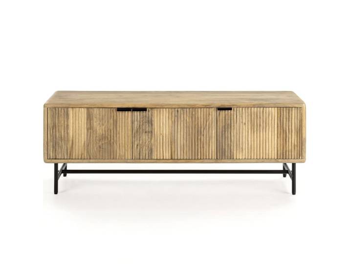 Meuble TV 4 portes en bois de manguier 145 cm