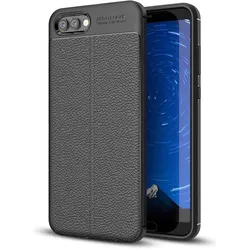 Screenguard Honor View 10 Hülle Leather Design TPU Cover (Honor View 10), Smartphone Hülle, Schwarz