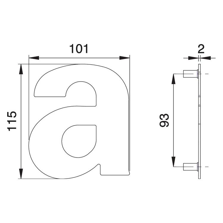 EDI Hausnummer Buchstabe a Edelstahl matt 114 mm Breite 101 mm (2510/0000/00)