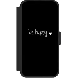 Nivocase Klapphülle für Apple iPhone 12 mini Handyhülle aus Kunst Leder NIVOflip schwarz Glück Sprüche (Apple iPhone 12 mini), Smartphone Hülle, Schwarz