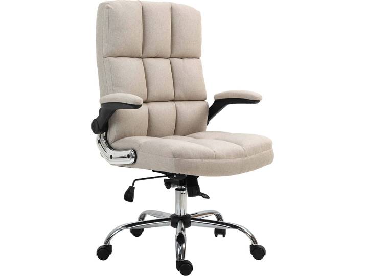 Chaise de bureau HWC-J21\, fauteuil de direction chaise pivotante chaise de bureau\, réglable en hauteur ~ tissu/textile marron clair