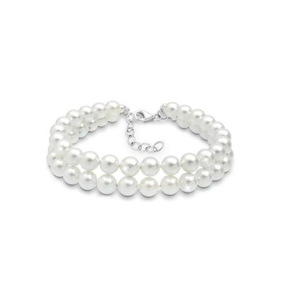 Perlenarmband ELLI "Muschelkernperle 2-reihig 925 Sterling Silber", weiß, Armbänder, Damen, 19cm, ohne Stein, Silber 925 (Sterlingsilber), Perlenarmband