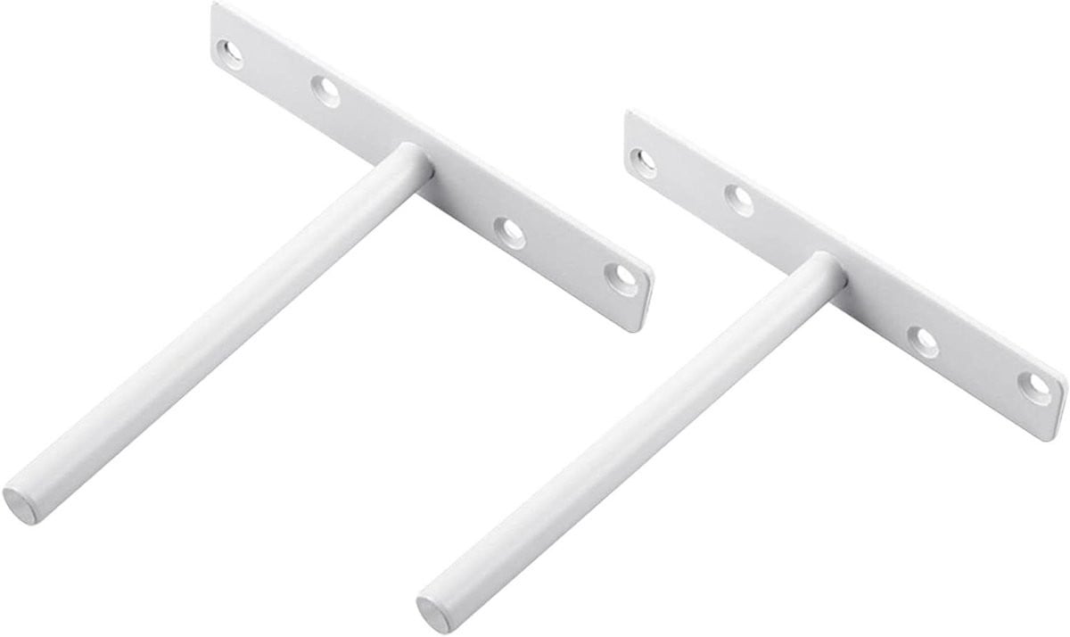 Set van 2 witte verborgen plankbeugels voor wandmontage