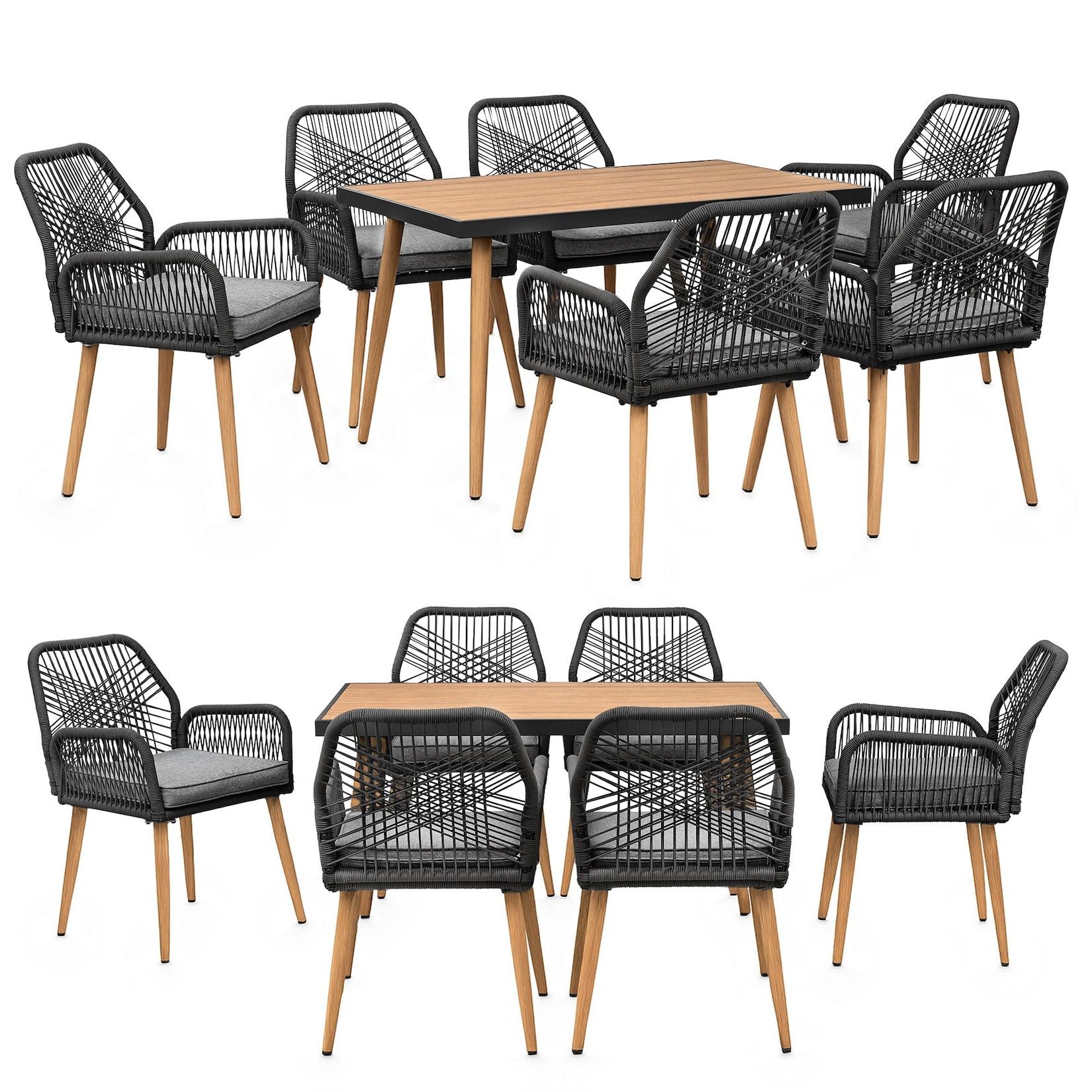 Swing&Harmonie Gartenmöbel Set „Calvani“ für 8 Personen - anthrazit/holz