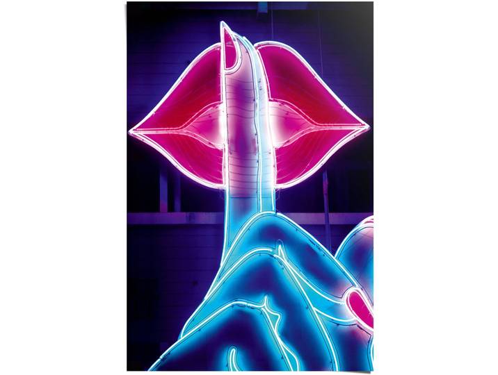 Poster REINDERS Neon Lips , bunt (farbe bild(er): mehrfarbig), B:61cm H:91,5cm, Papier, Bilder, Poster