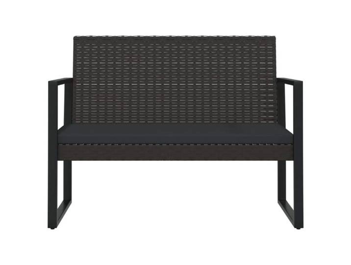 Elégance-Chic Banc de jardin - avec coussins - noir - 106 cm - résine tressée - 106 x 57 x 74 5 cm - Banc d'extérieur_001897231