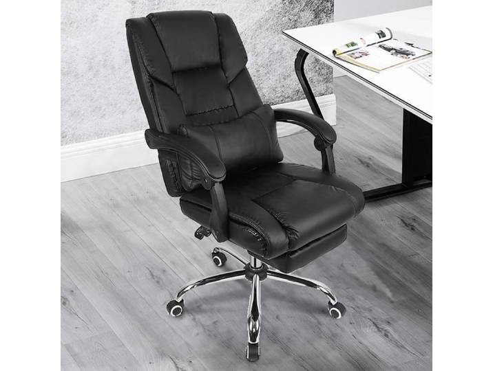 Fauteuil de bureau grand confort avec repose-pieds noir