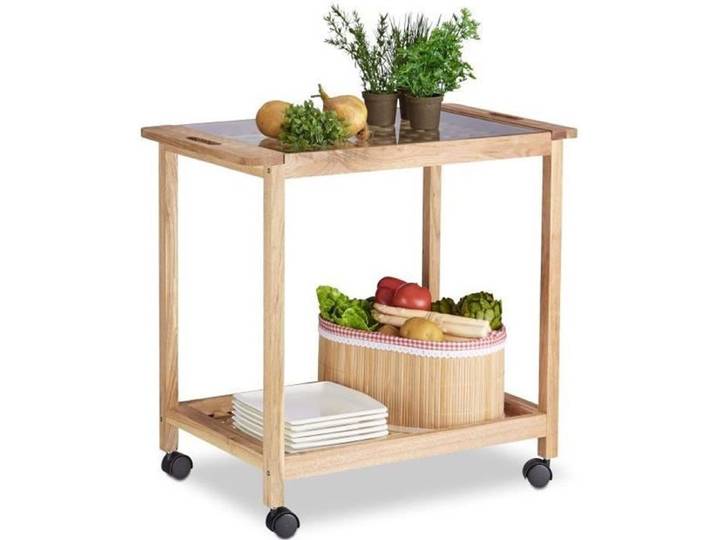 Desserte de cuisine à roulettes en noyer - RELAXDAYS - 2 étages - Contemporain - Design