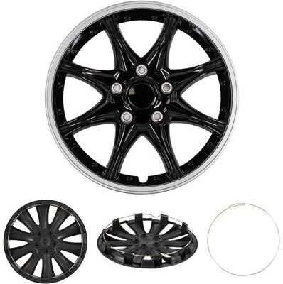Cobra Tek CBK-HP099-17-KC 4 Black Silver Hubcaps Wheel Cover