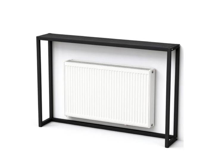 Heizkörperverkleidung, Schlanker Konsolentisch Karbonstahl, Heizungsregal Verkleidung Heizung mit Durchbrochener Ablagefläche, Lagerregal für Wohn und Schlafzimmer(Black,90x20x80cm/35x8x31in)