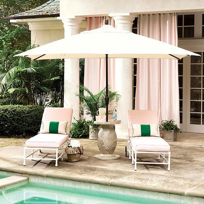 Rectangular Patio Umbrella - Canvas Cornflower Sunbrella, Black - Ballard Designs