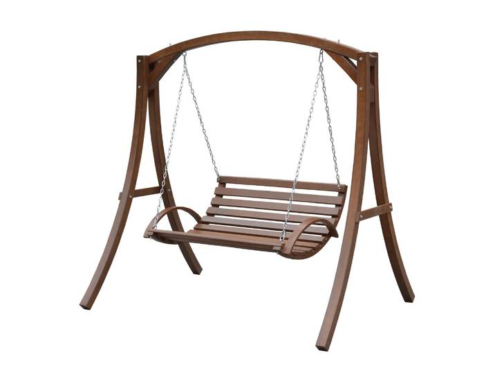 Hängeschaukel mit Gestell aus Holz