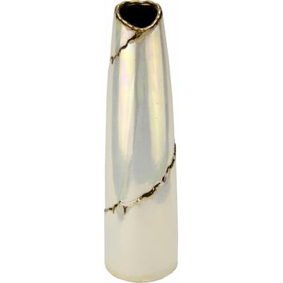 Dekovase OTTO HOME, gold (goldfarben), B:11cm H:39cm Ø:11cm, Keramik, Vasen