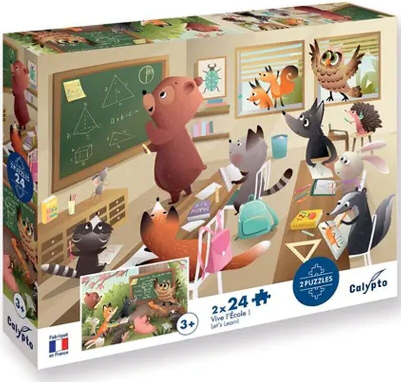 Puzzle 2x24 pcs Vive l'Ecole - Calypto