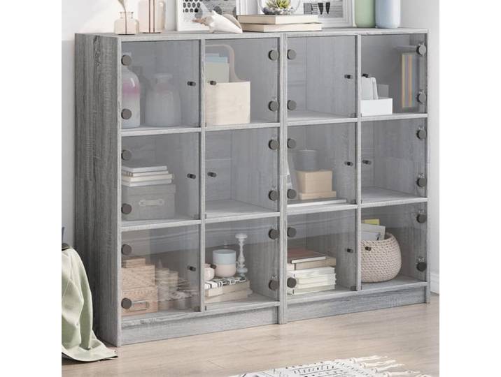 Gris Bibliothèque avec portes sonoma gris 136x37x109 cm - Meuble Rangement LV28265