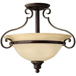 Deckenleuchte Lampe Wohnzimmerleuchte Stahl Alabasterglasimitat Bronze D 48,3 cm
