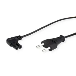 VALUE Netzkabel Euro-Flachstecker auf C7 gewinkelt, 2polig, schwarz, 1,8 m