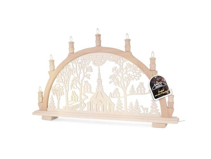SAICO Original LED Schwibbogen Seiffener Kirche mit Dorf