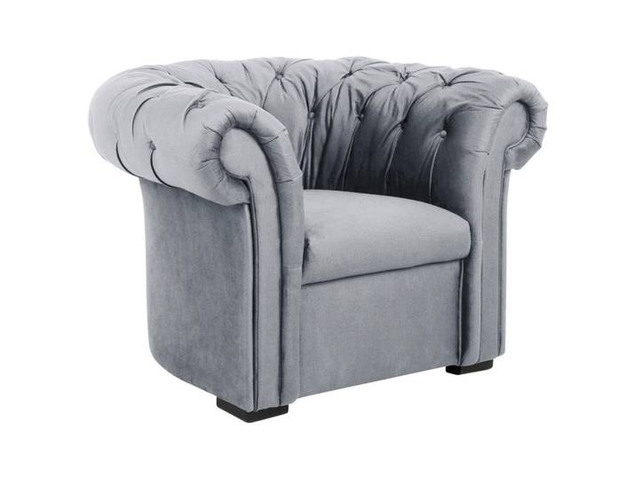 Mid.you Chesterfield-Sessel, Grau, Holz, Buche, vollmassiv, 114x78x91 cm, Made in EU, Wohnzimmer, Sessel, Chesterfield-Sessel