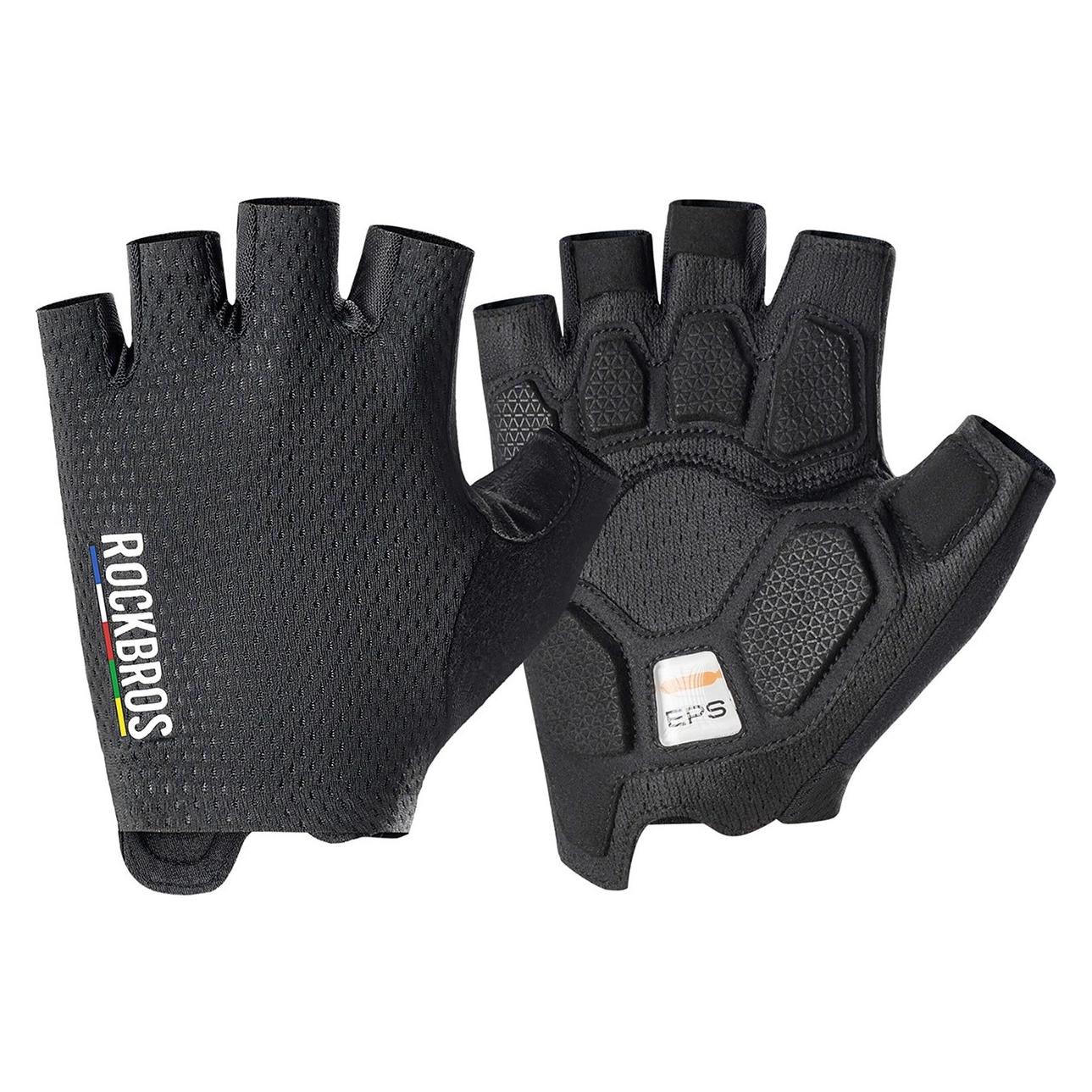 Rockbros Rękawiczki rowerowe TLS004 ROAD TO SKY krótkie amortyzujące S - czarne (S) (5907769393044)