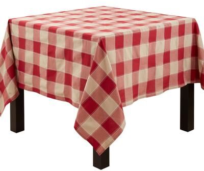 Saro Lifestyle Stitched Design Plaid Tablecloth