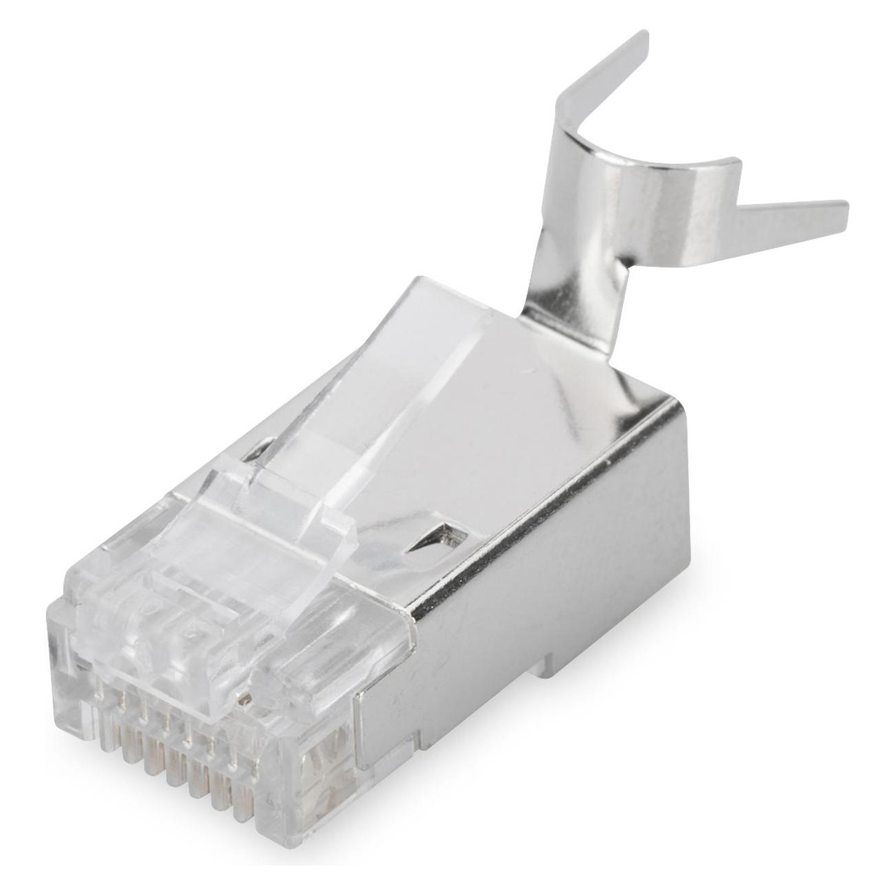 Digitus Modularstecker für Rundkabel, CAT 6A, geschirmt, Pass through Stecker (Netzwerkkabel Stecker) (AK-219604)