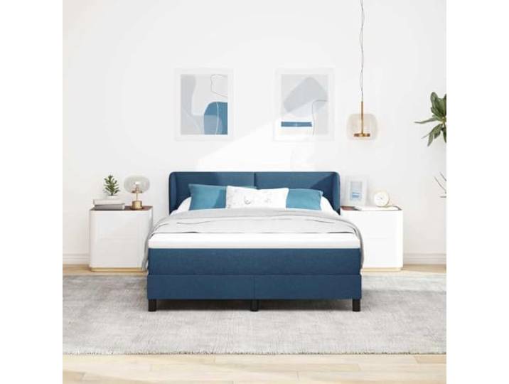 KTHLBRH Doppelbett 160 x 200 cm mit Kopfteil blau Kopfteil verstellbar, Gestell aus Holz, inklusive Federkernmatratze