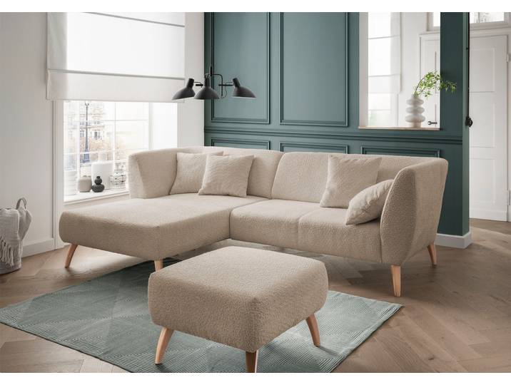 Ecksofa, Luxus-Microfaser, Beige 264×160 cm, Recamiere Links, Klassisch, Inosign