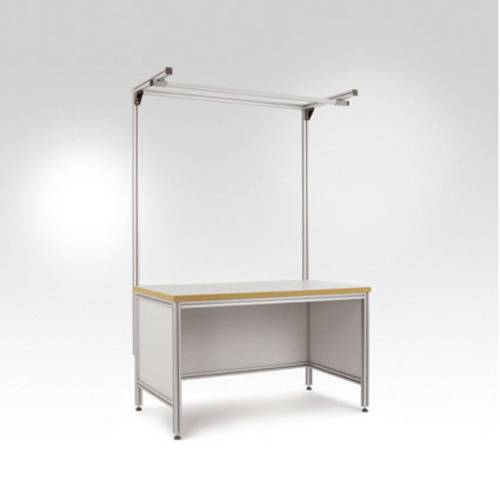 Manuflex ZB8205 Alu-Aufbauportal mit Ausleger für ALU Arbeitstische mit Tischbreite = 1000mm und Tiefe = 600mm