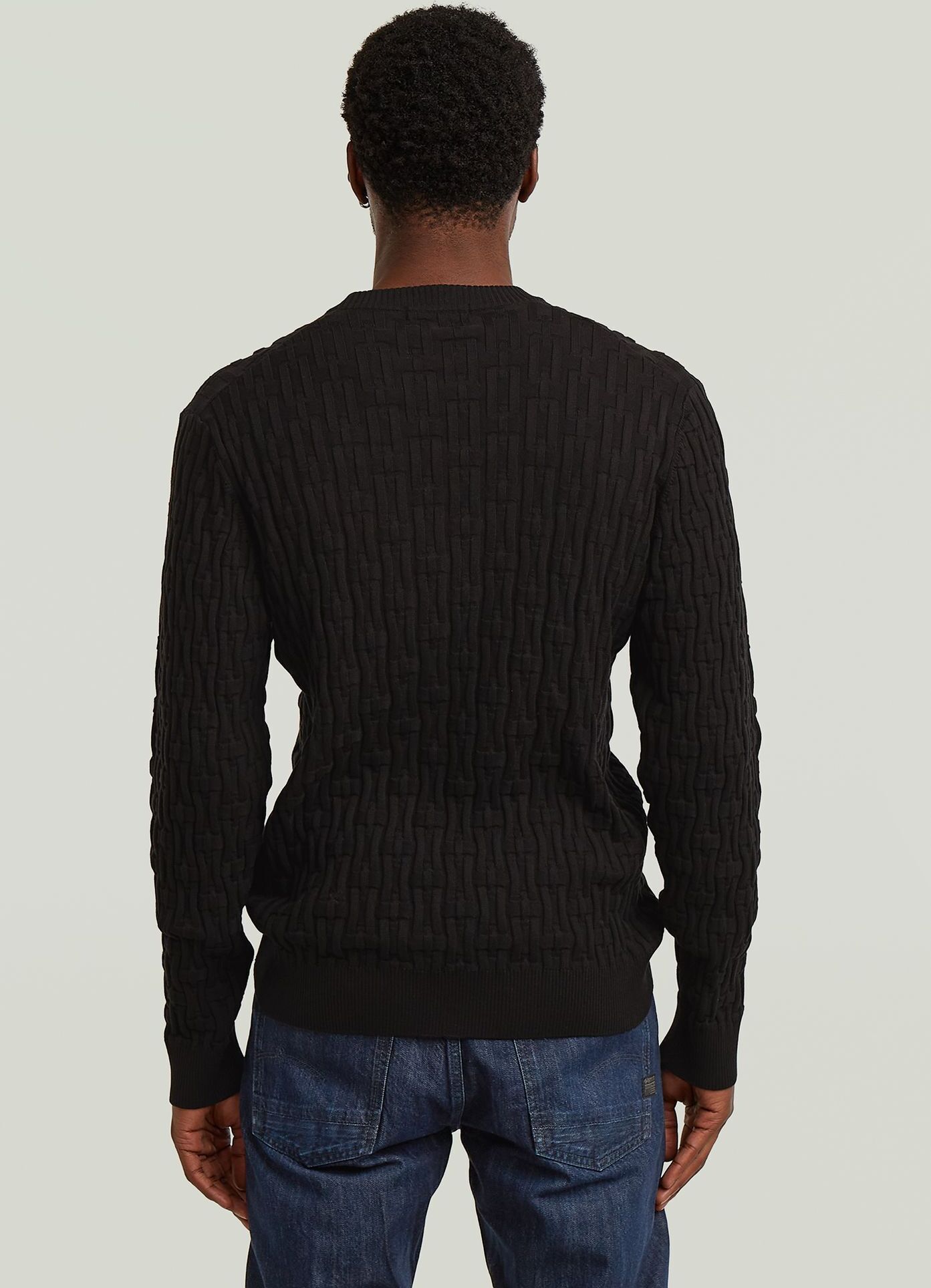 Longpullover G-STAR "Strick mit Kettenstruktur", Herren, Gr. S, schwarz (dk schwarz), Strick, Obermaterial: 50% Baumwolle, 50% Polyacryl, Pullover Longpullover