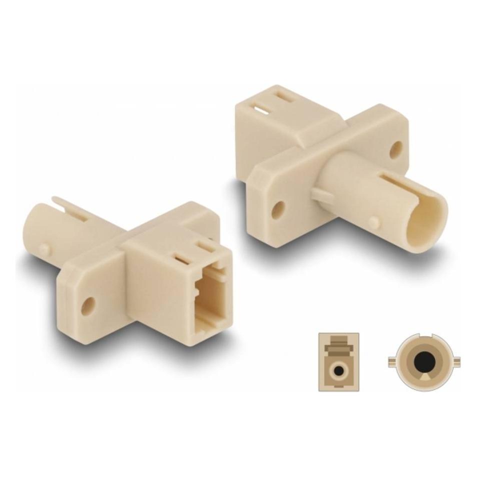 Delock LWL Hybrid Kupplung LC Simplex Buchse zu ST Simplex Buchse beige (Netzwerk Kupplung) (87939)