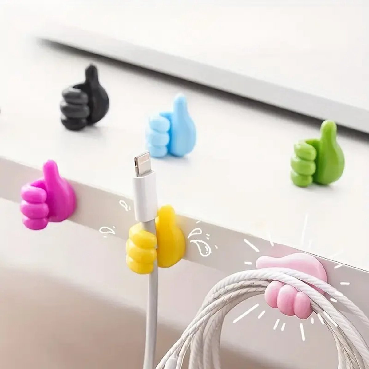 Daity 15 stuks kleurrijke vingervormige kabelorganizers voor telefoons, laptops en accessoires