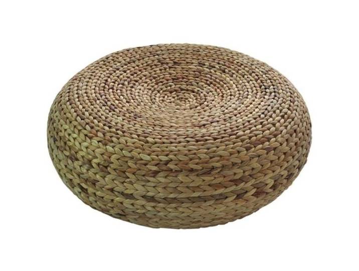 Pouf Oriental en Narcisse et Rotin Marron Fine Asianliving - D50 x H 18 cm