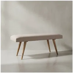 KADIMA DESIGN Sitzbank SILE: Retro-Stil, Bequeme Polsterung, Strapazierfähiger Stoffbezug, Massivholz, Anti-Rutsch-Noppen